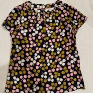 Worn ONCE!! EUC Boden Silk-Blend Pink/Green/White/Navy Carey Top, Size 8